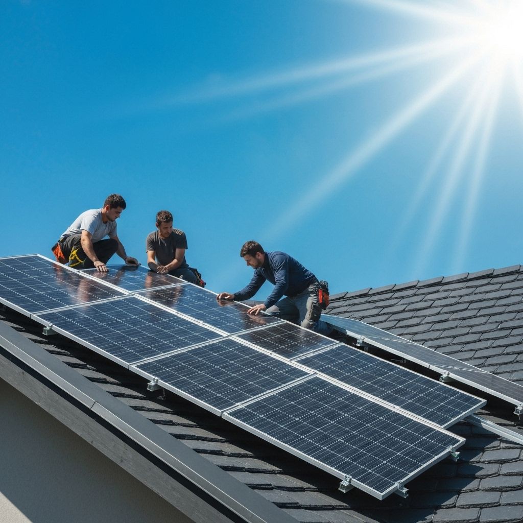 Solar panels installation background